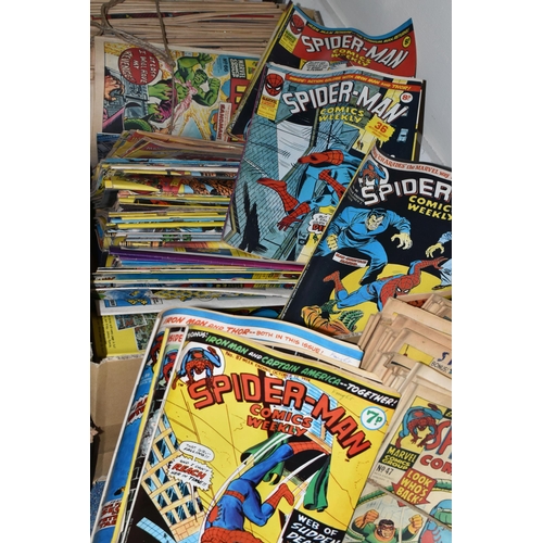 504 - BOX OF SPIDER-MAN WEEKLY COMICS AND MIGHTY WORLD OF MARVEL COMICS, Spider-Man Comics Weekly includes... 