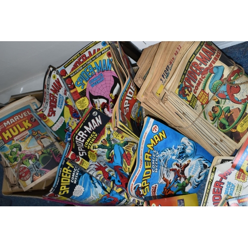 504 - BOX OF SPIDER-MAN WEEKLY COMICS AND MIGHTY WORLD OF MARVEL COMICS, Spider-Man Comics Weekly includes... 