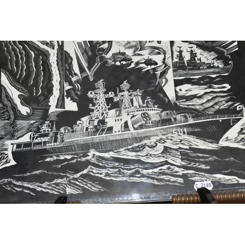 508 - A RUSSIAN COLD WAR PROPOGANDA PICTURE, depicting the Russian Destroyer 541 Admiral Zakharov, togethe... 