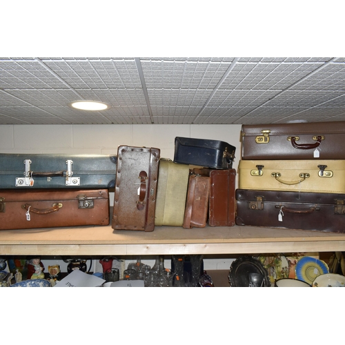 515 - A GROUP OF TEN VINTAGE SUITCASES, comprising maker's names Everwear and Revelation, two brown 1940's... 