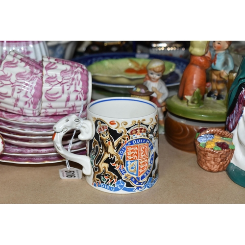 516 - A GROUP OF TEAWARE AND CERAMICS, comprising a Laura Knight designed Royal Commemorative tankard for ... 