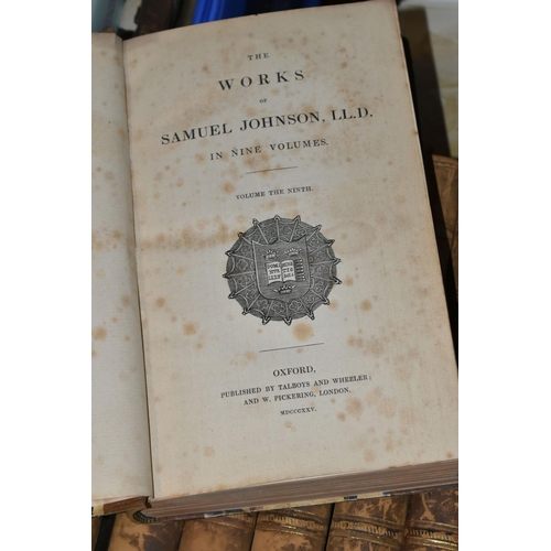 525 - ANTIQUARIAN BOOKS & EPHEMERA, consisting of nine volumes of The Works of Samuel Johnson, published b... 