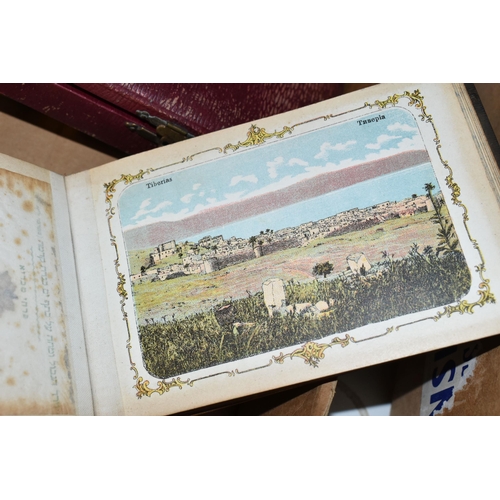 531 - A BOX OF WEIGHTS, SEALING SET AND A PRESSED FLOWER SOUVENIR ALBUM, comprising a fitted wooden case o... 