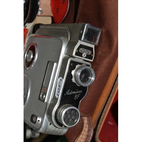 532 - A BOX OF CAMERAS AND RELATED EQUIPMENT, comprising cased Bolex Paillard B8SL and Meopta Admira 8F ci... 