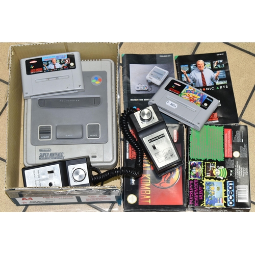 542 - NINTENDO SNES CONSOLE AND GAMES, includes The Adams Family Pugsley's Scavenger Hunt (boxed with manu... 