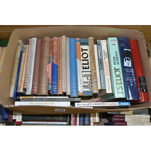 543 - THREE BOXES OF BOOKS containing approximately 100-110 titles in hardback and paperback formats and f... 