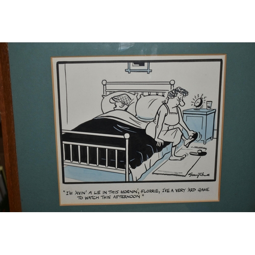 552 - REG SMYTHE (1917-1988) ANDY CAPP CARTOON, a cartoon depicting Andy in bed talking to Florrie, text r... 