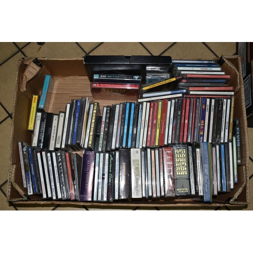 557 - FIVE BOXES OF Elvis Presley Memorabilia mostly CDs including a boxed 'The Original Elvis Presley Col... 