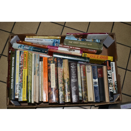 558 - SIX BOXES OF BOOKS and Magazines comprising approximately 100 miscellaneous book titles in hardback ... 