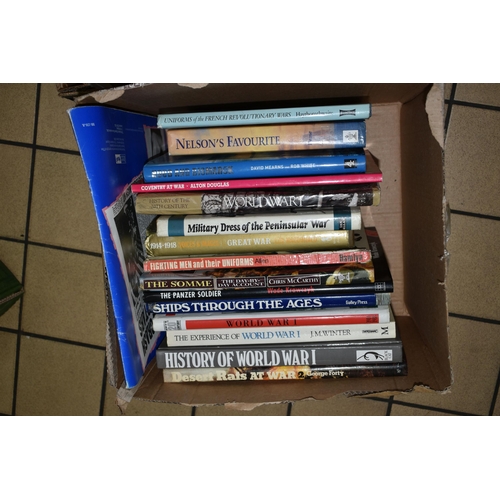 558 - SIX BOXES OF BOOKS and Magazines comprising approximately 100 miscellaneous book titles in hardback ... 