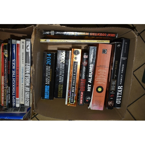 558 - SIX BOXES OF BOOKS and Magazines comprising approximately 100 miscellaneous book titles in hardback ... 