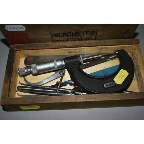 569 - TWO BOXED MOORE & WRIGHT MICROMETERS,  no.961B and 966B, together with a small quantity of other pre... 