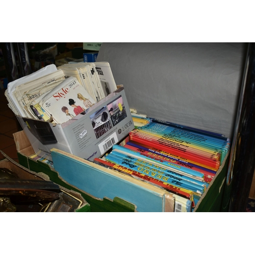 581 - A BOX OF BOOKS AND VINTAGE SEWING PATTERNS ETC, to include fifteen volumes of children's 'Look It Up... 