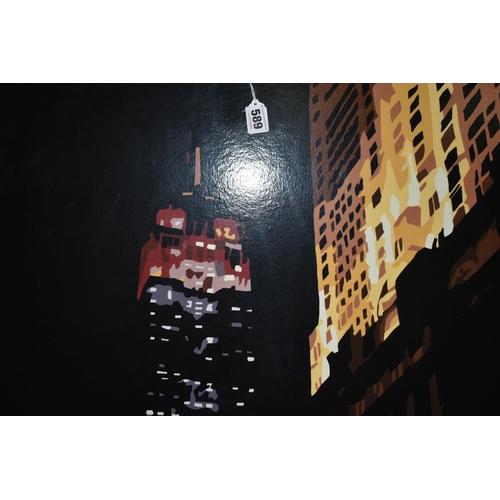 589 - ALICIA DUBNYCKYJ (BRITISH CONTEMPORARY) 'EMPIRE AT NIGHT, a signed limited edition print on board de... 