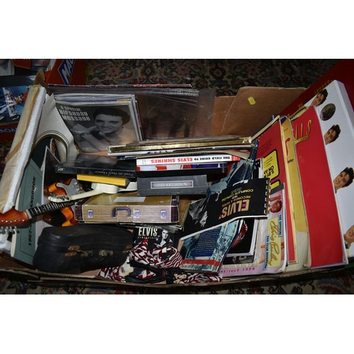 594 - FOUR BOXES OF ELVIS PRESLEY MEMORABILIA, EPHEMERA, BOOKS AND MAGAZINES, to include approximately one... 