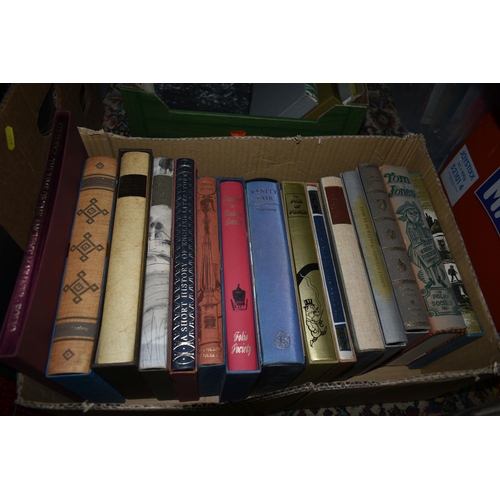 598 - TWO BOXES containing twenty-three FOLIO SOCIETY Book titles to include a four volume set of The Book... 