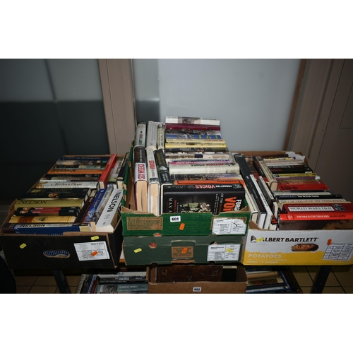 601 - FOUR BOXES OF BOOKS containing approximately 120 titles in hardback and paperback formats on the sub... 