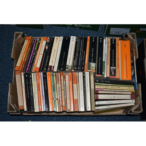 628 - FIVE BOXES OF BOOKS, comprising of over 300 miscellaneous titles, mostly in paperback format, from t... 