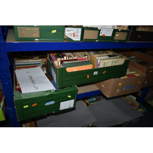 629 - FOUR BOXES OF BOOKS containing over 130 miscellaneous titles in hardback and paperback formats, subj... 