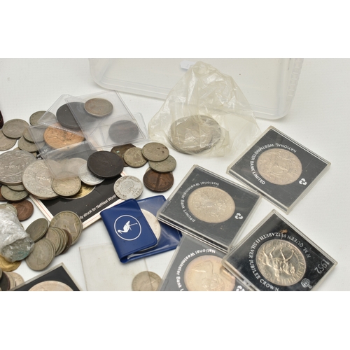 237 - A BOX WITH A SMALL AMOUNT OF COINAGE AND BANKNOTE ALBUM, to include a Beale white Five Pounds May 21... 