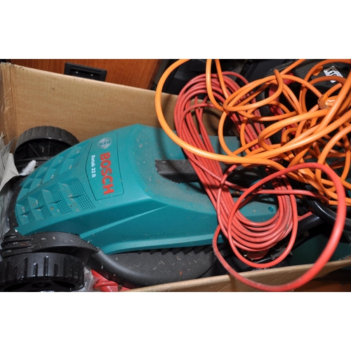 1106 - A BOSCH ROTAK 32R ELECTRIC LAWN MOWER with grass box and original box (PAT pass and working) and a J... 