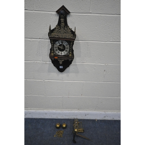 1279 - A DUTCH ZAANSE WALL CLOCK, along with a chiming clock movement (condition report: dusty condition) (... 