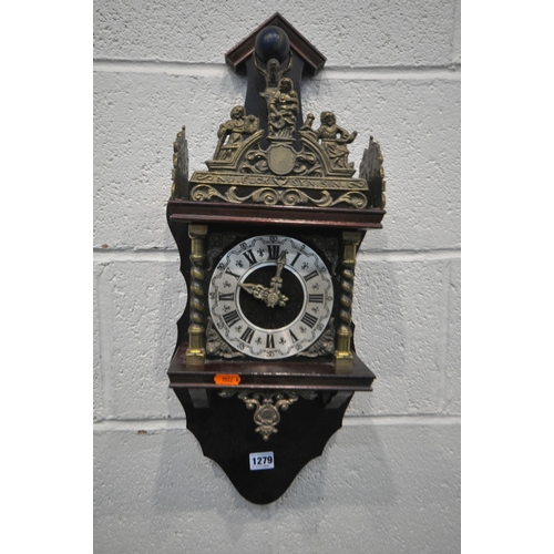 1279 - A DUTCH ZAANSE WALL CLOCK, along with a chiming clock movement (condition report: dusty condition) (... 