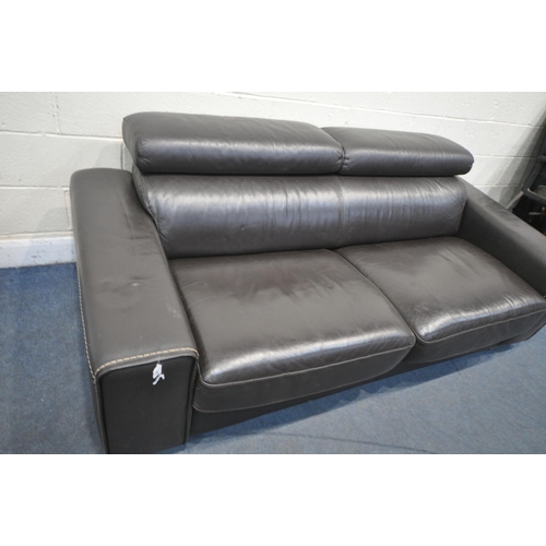 1287 - A BROWN LEATHER BED SETTEE, length 215cm x width 104cm x height 78cm with a Kalomos mattress (condit... 