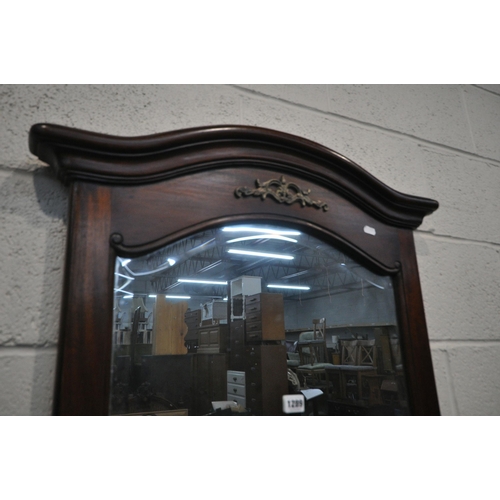 1289 - A MODERN HARDWOOD OVERMANTEL MIRROR, 69cm x 116cm (condition report:-good)