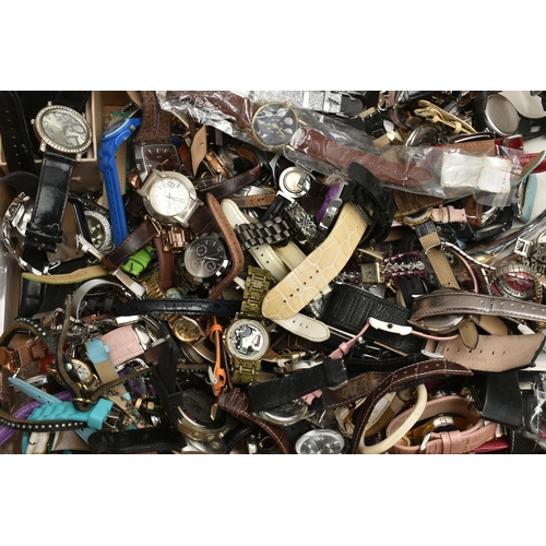 104 - A LARGE QUANTITY OF WRISTWATCHES, to include ladys, gents and childrens watches (condition report: u... 