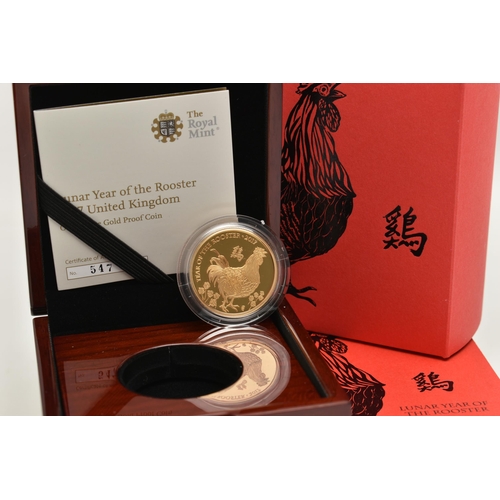 113 - A ROYAL MINT 2017 GOLD PROOF ONE OUNCE YEAR of THE ROOSTER COIN, boxed with certificate, together wi... 