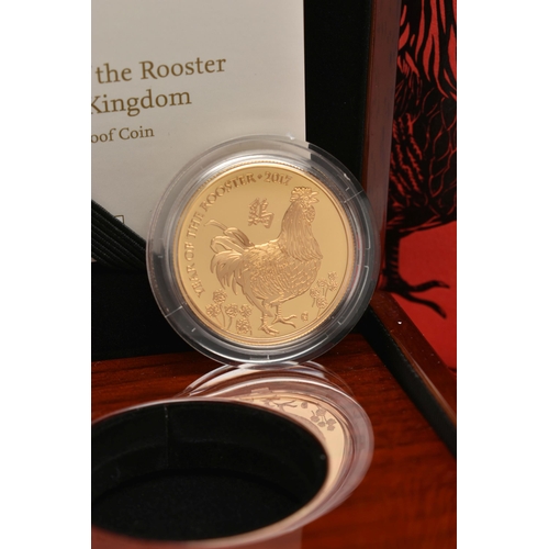 113 - A ROYAL MINT 2017 GOLD PROOF ONE OUNCE YEAR of THE ROOSTER COIN, boxed with certificate, together wi... 