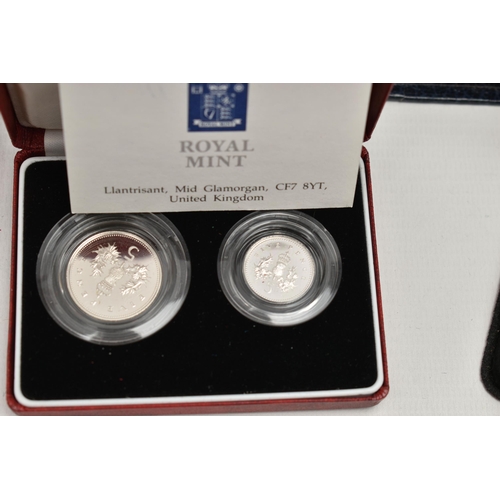 114 - A CARDBOARD BOX OF MAINLY SILVER AND SILVER PROOF COINAGE, to include a 1984-1987 Silver proof £1 fo... 