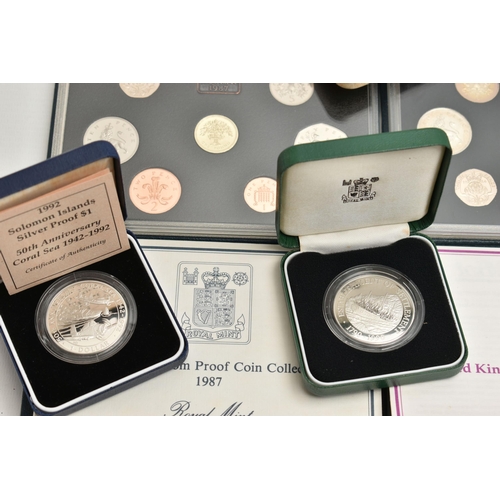 115 - A QUANTITY OF SILVER SILVER PROOF AND PROOF COINAGE, to include Royal Mint proof year sets 1980,  84... 