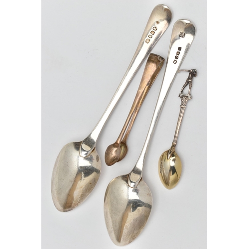 152 - TWO EARLY 19TH CENTURY OLD ENGLISH PATTERN SILVER TABLESPOONS BY THE BATEMAN FAMILY, TOGETHER WITH A... 