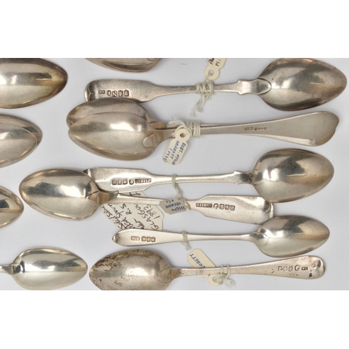 167 - A BAG OF ASSORTED 19TH AND 20TH CENTURY SCOTTISH SILVER TEASPOONS AND CONDIMENT SPOONS ASSAYED IN GL... 