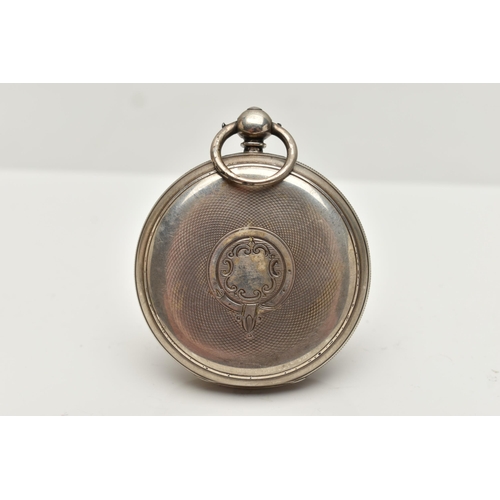 42 - A LATE VICTORIAN SILVER OPEN FACE POCKET WATCH, key wound, silver floral detailed dial, Roman numera... 