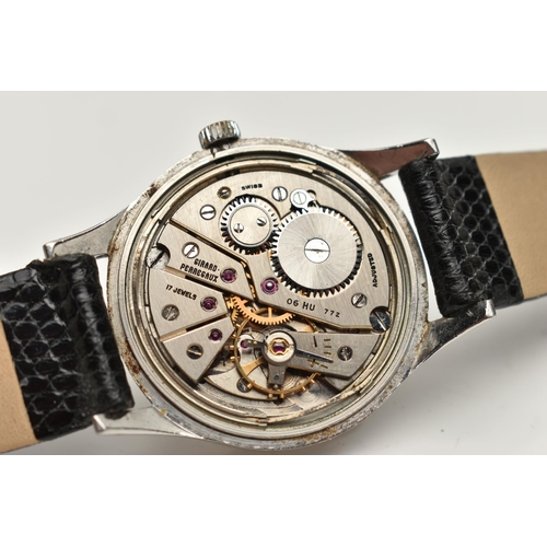 46 - A GENTS 'GIRAD-PERREGAUX' WRISTWATCH, manual wind, round silver dial signed 'Girad Perregaux' Arabic... 