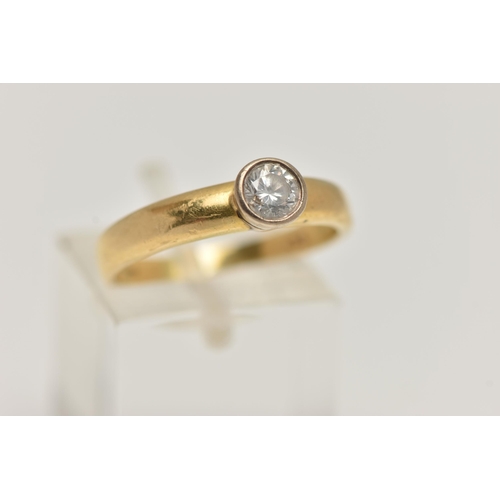 81 - AN 18CT GOLD, SINGLE STONE DIAMOND RING, round brilliant cut diamond collet set, clarity assessed as... 