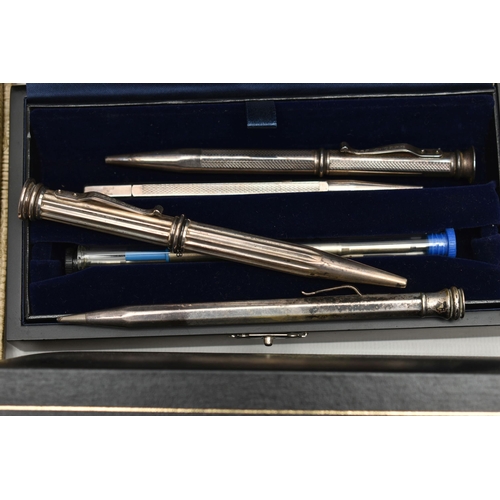 89 - A BOX OF ASSORTED PENS, to include a boxed 'Parker 51', Parker '17' lady', a 'Waterman' ball point a... 