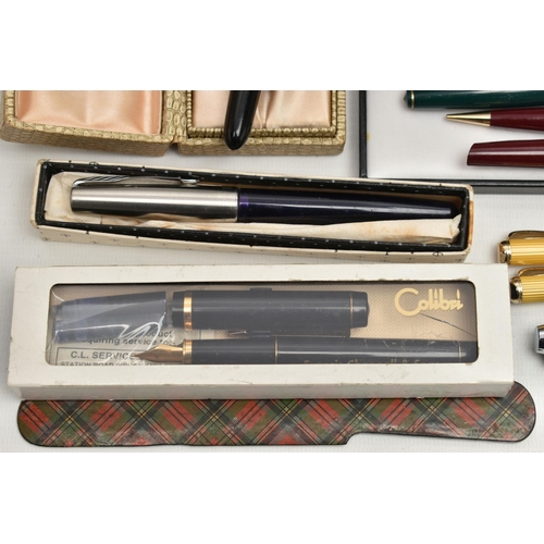 89 - A BOX OF ASSORTED PENS, to include a boxed 'Parker 51', Parker '17' lady', a 'Waterman' ball point a... 