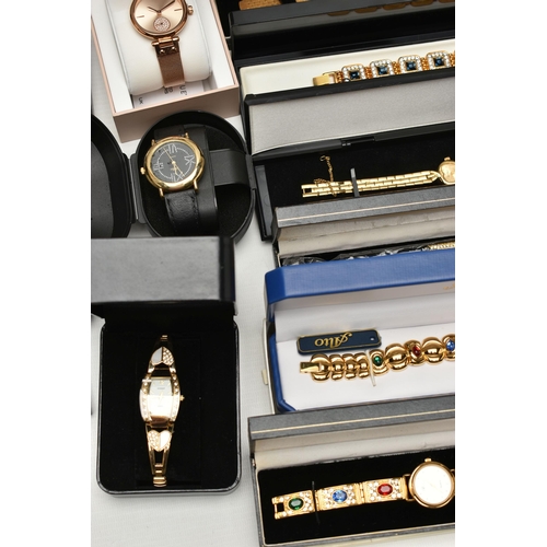 97 - A BOX OF ASSORTED LADYS FASHION WRISTWATCHES, boxed watches names to include 'Gossip, Reflex, La Cha... 