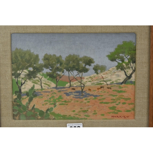 306 - JOHN ALFRED HAGGIS (1897-1968) 'OLIVE TREES AND ROCKY HILLSIDE, ALMUNECAR, SPAIN 1951', a Spanish la... 