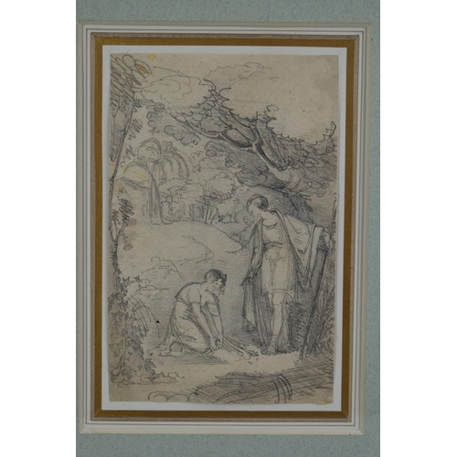 313 - CIRCLE OF WILLIAM PITTS (1790-1840) 'RUTH AND BOAZ', a sketch depicting the Biblical figures, unsign... 