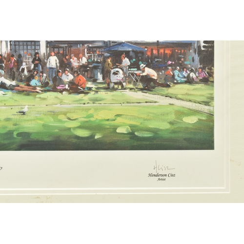 336 - HENDERSON CISZ (BRAZIL 1960) 'LUNCH ON THE GREEN', a signed limited edition print depicting Exeter C... 