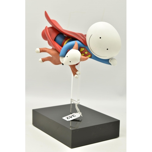 342 - DOUG HYDE (BRITISH 1972), 'Is it a Bird, is it a Plane?' a cold cast porcelain sculpture of a boy an... 