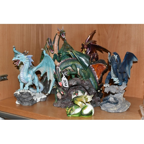 374 - SIX RESIN DRAGON FIGURES, including two by Nemesis Now and two limited editions, height of tallest 2... 