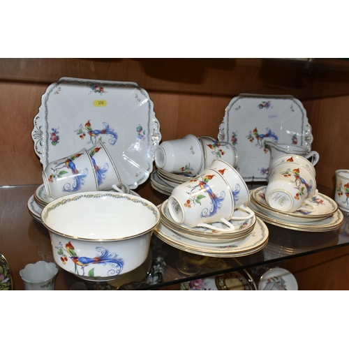 376 - A SHELLEY 'VERSAILLE' PATTERN THIRTY FOUR PIECE TEA SET, pattern no. 11426, comprising two bread and... 