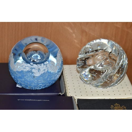 412 - A COLLECTION OF SIX CAITHNESS PAPERWEIGHTS, comprising 'Morning Dew', a Collector's Society 42 'Dama... 