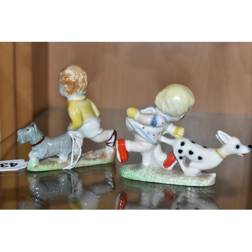 430 - A PAIR OF WADE MABEL LUCIE ATTWELL FIGURES, 'Sam' and 'Sarah' width longest 9.5cm (2)  (Condition Re... 